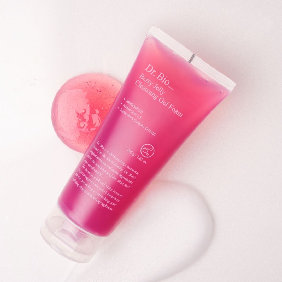 Dr.Bio Berry Jelly Cleansing Gel Foam 200g tube with pink jelly gel texture
