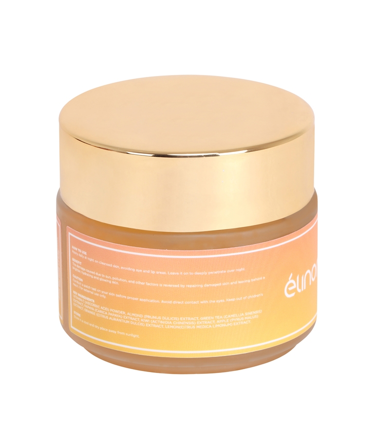 Elinor Vitamin C Illuminating Sleeping Mask back label caution and storage