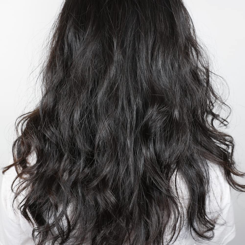 Elizavecca CER-100 Curl Cream styled wavy dark hair, back view