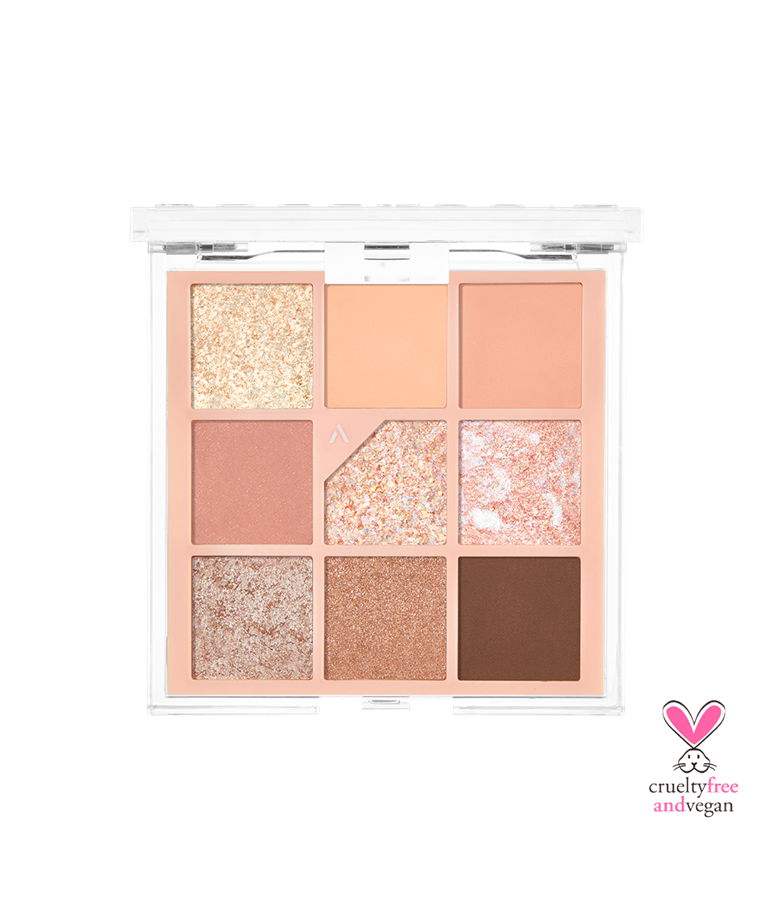 Unleashia Glitterpedia Eye Palette No.3 All of Coralpink front, coral pink shades