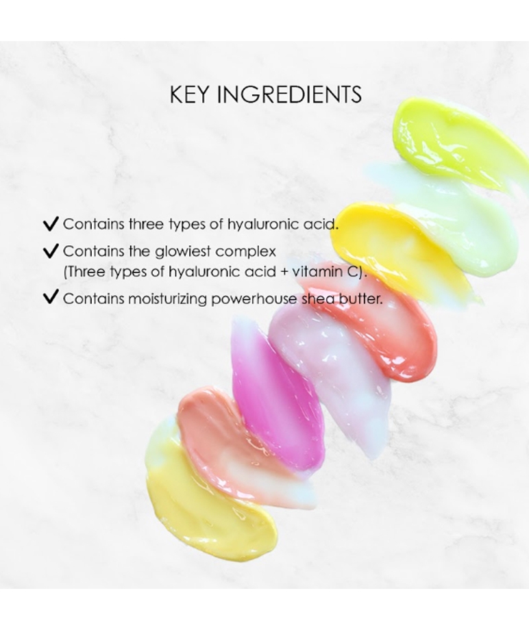 glowiest Sweet Dreams Lip Mask key ingredients hyaluronic acid, glowiest complex, shea butter
