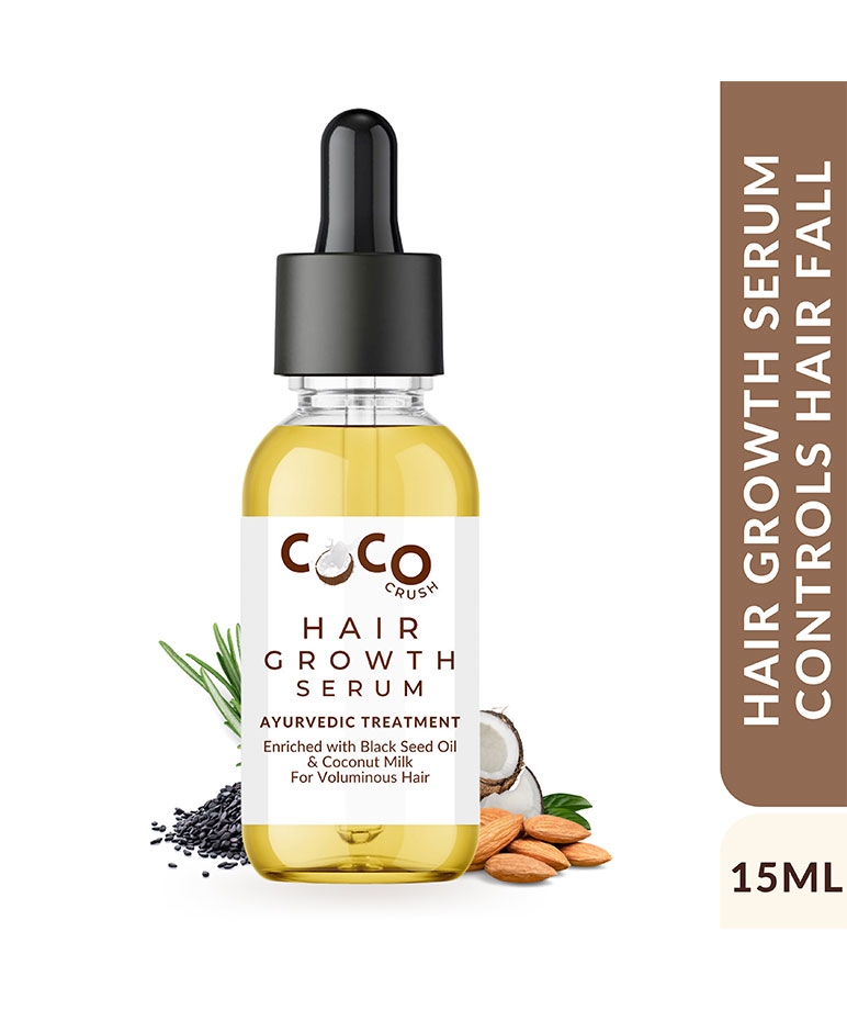 Coco Crush Ayurvedic Hair Growth Serum 15ml dropper bottle front