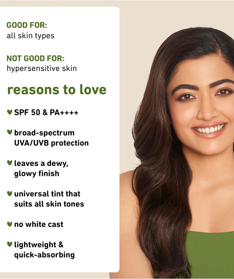 Plum Green Tea & Peptide Sheer-tinted Sunscreen Serum with SPF 50 & PA++++ |UVA & UVB Protection | No White Cast | 100% Vegan | 50ml – image 3 of 9