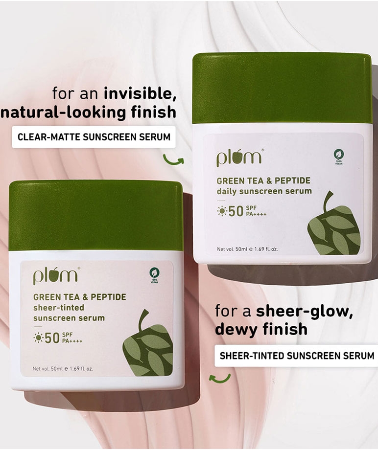 Plum Green Tea & Peptide Sheer-tinted Sunscreen Serum with SPF 50 & PA++++ |UVA & UVB Protection | No White Cast | 100% Vegan | 50ml – image 8 of 9