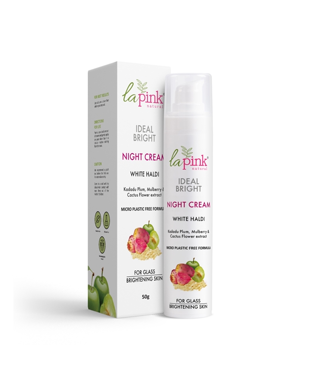 la Pink Ideal Bright Night Cream with White Haldi, Kakdu Plum & Mulberry| For Glass like Brightened Skin, Evens Skin Tone | – image 8 of 10