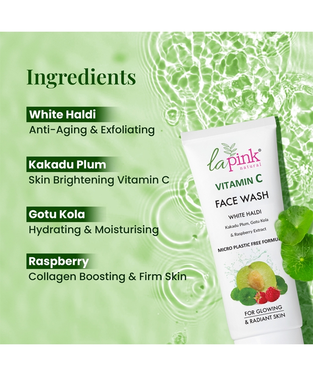 la Pink Vitamin C Face Wash with White Haldi & Gotu Kola | For Glowing Radiant Skin | 100% Microplastic Free Formula – image 2 of 11