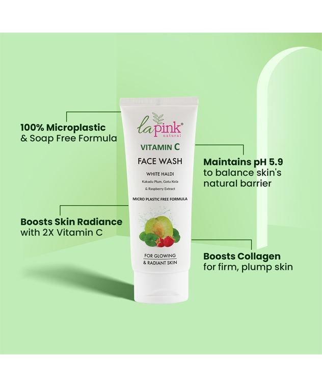 la Pink Vitamin C Face Wash with White Haldi & Gotu Kola | For Glowing Radiant Skin | 100% Microplastic Free Formula – image 3 of 11