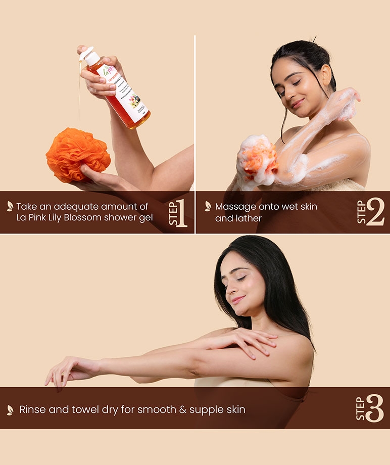 la Pink Lily Blossom Shower Gel with White Haldi & Flower Extracts | For Soothing & Calming Skin | 100% Microplastic Free Formulation – image 5 of 8