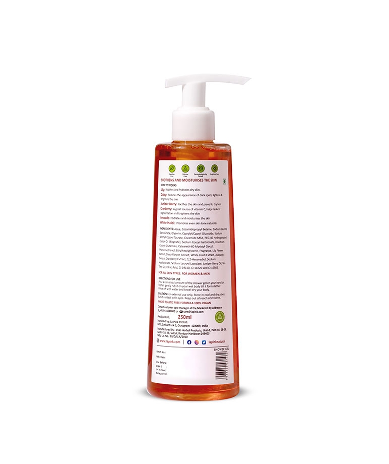la Pink Lily Blossom Shower Gel with White Haldi & Flower Extracts | For Soothing & Calming Skin | 100% Microplastic Free Formulation – image 2 of 8