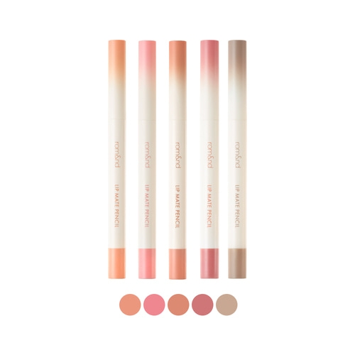 Rom&nd Lip Mate Pencil 5-shade lineup with color swatches