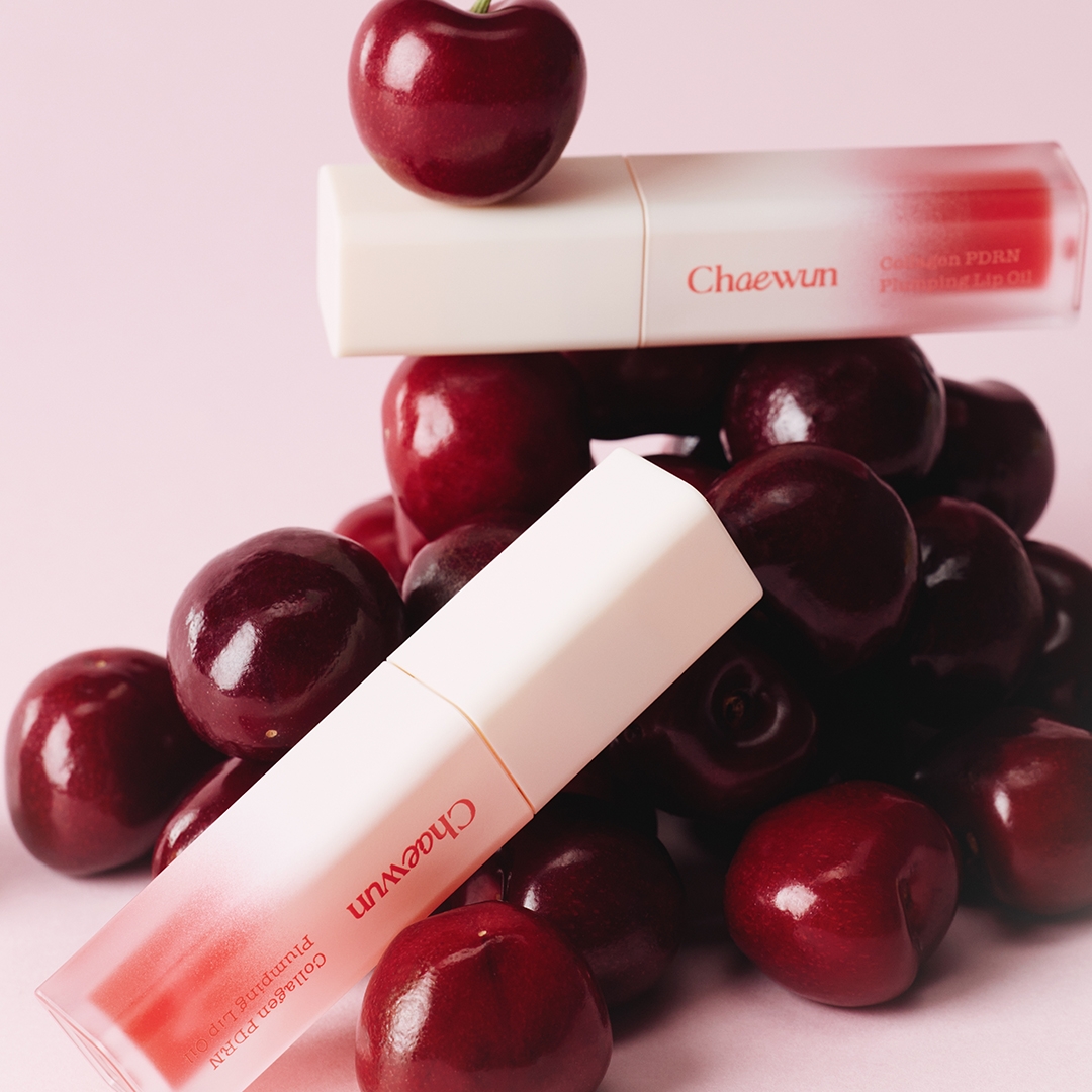 Chaewun Collagen PDRN Plumping Lip Oil two tubes cream cap and red gradient tint