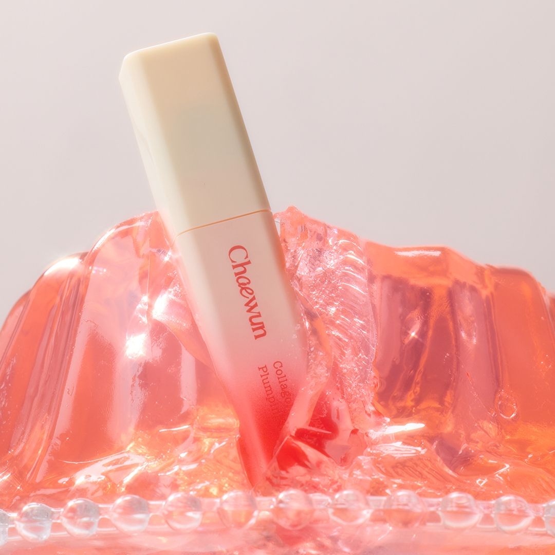 Chaewun Collagen PDRN Plumping Lip Oil tube front with pink-to-red gradient