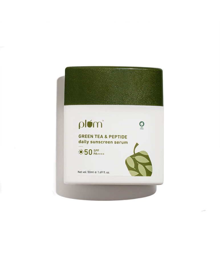 Plum Green Tea & Peptide Daily Sunscreen Serum with Broad-spectrum SPF 50 & PA++++ || No White Cast | 100% Vegan | 50ml – image 2 of 9