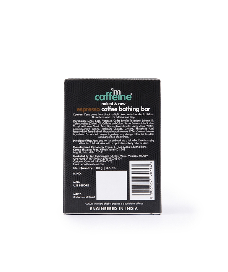 mCaffeine Naked & Raw Espresso Coffee Bathing Bar Soap (pH 5.5) for Deep Cleansing with Pure Coffee Oil - 100 gm – image 8 of 8
