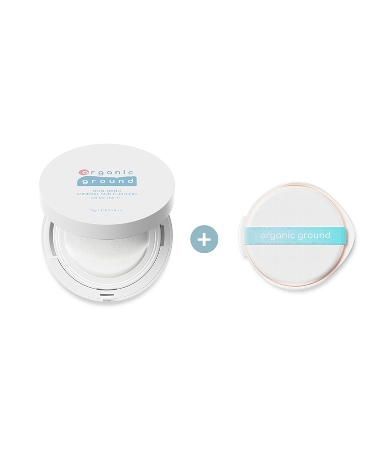 ORGANIC GROUND Non-nano mineral suncushion SPF50+/PA++++ Set (15g+ Refill 15g)