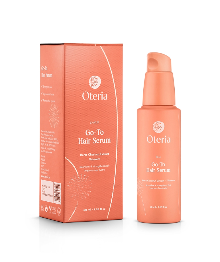 Oteria Go-To Hair Serum 50ml pump bottle with outer box front