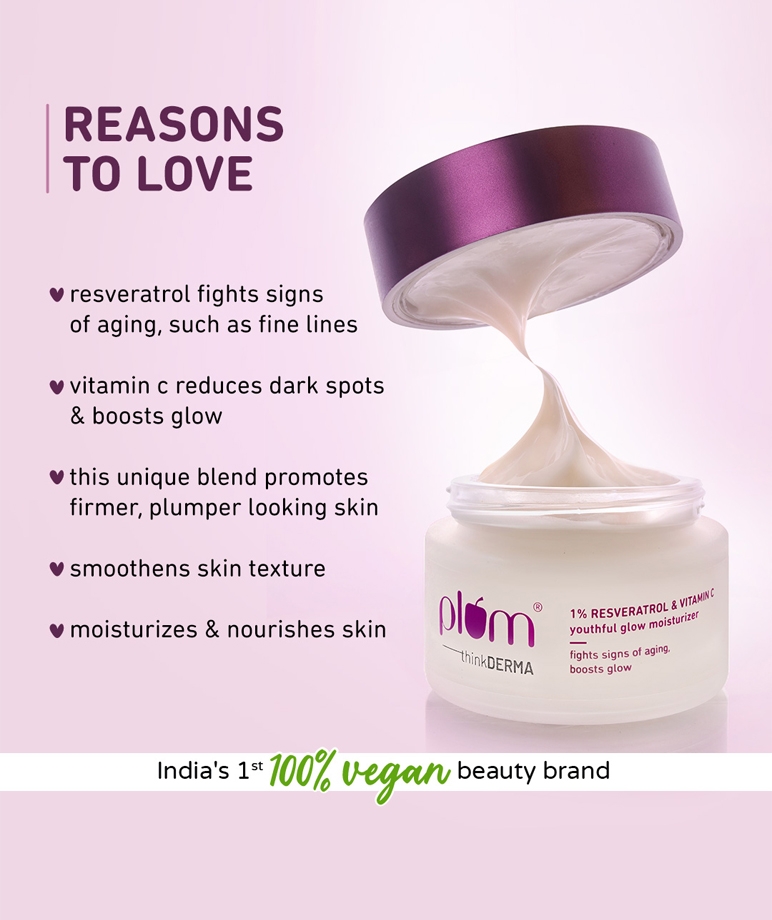 Plum Think DERMA 1% Resveratrol & Vitamin C Youthful Glow Moisturizer | Fights Signs of Ageing | Enhances Collagen Production | – image 2 of 9