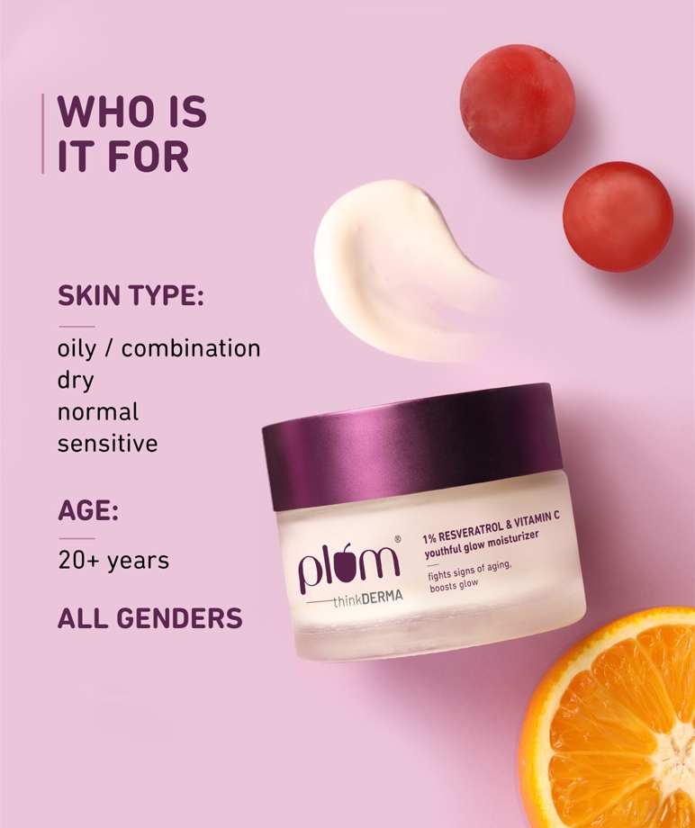 Plum Think DERMA 1% Resveratrol & Vitamin C Youthful Glow Moisturizer | Fights Signs of Ageing | Enhances Collagen Production | – image 3 of 9