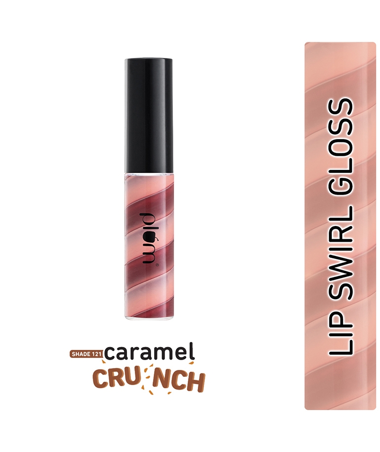 Plum Soft Swirl Lip Gloss | High-Shine Finish | Intense Pigment | 3 Shades In 1 | 121 Caramel Crunch