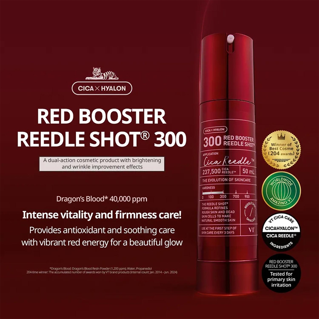 VT Red Booster Reedle Shot 300 50ml front with Dragon's Blood 40,000 ppm