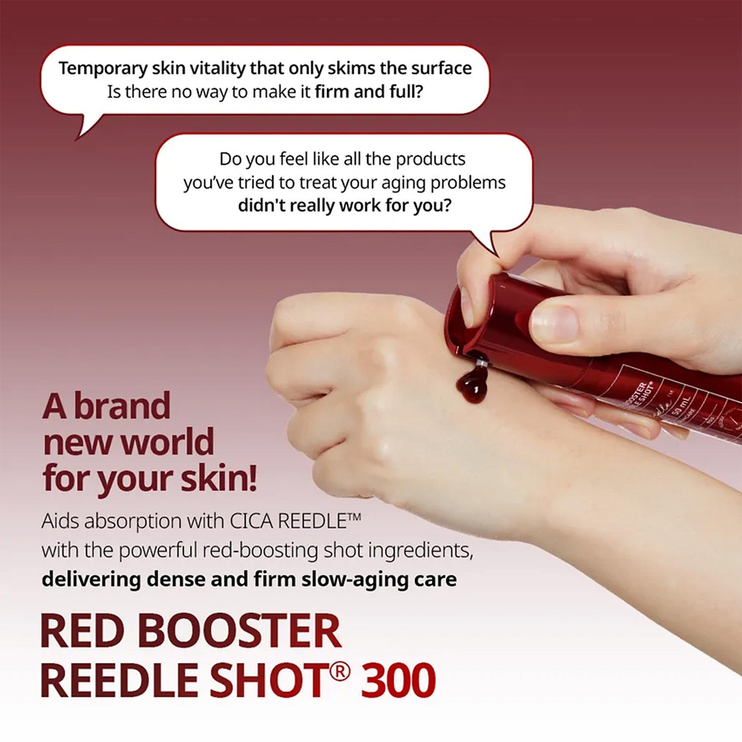 VT Red Booster Reedle Shot 300 50ml serum dispensed on hand