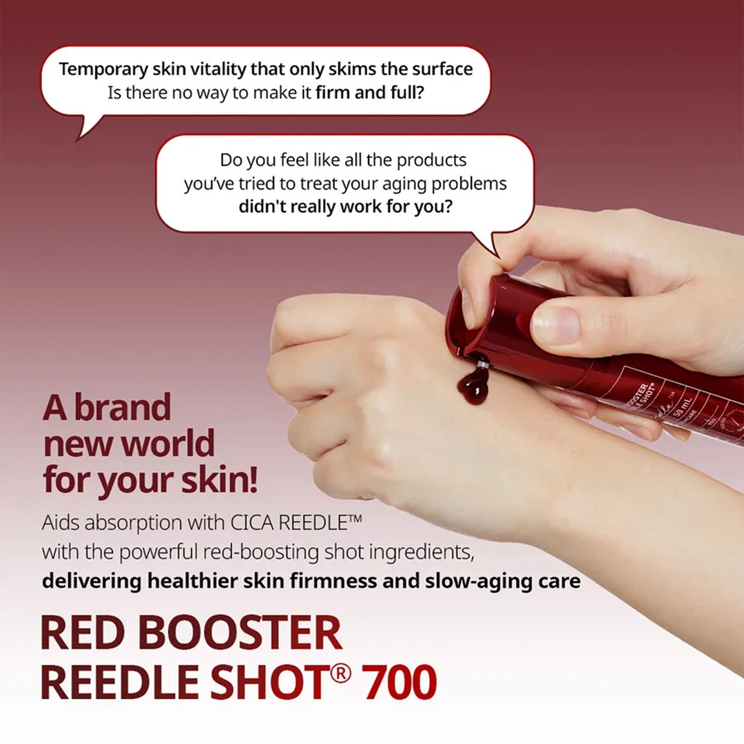VT Red Booster Reedle Shot 700 30ml red serum on hand, firmness and slow-aging care