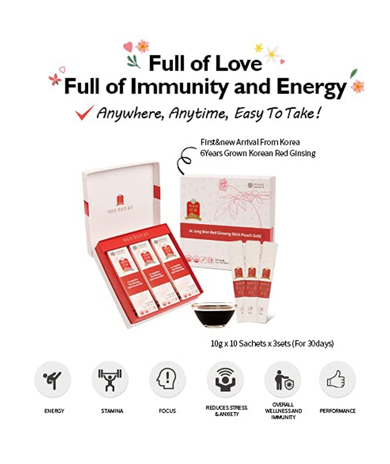 Yonsei University Life & Health Je Jung Won korean Red Ginseng Stick Pouch Gold Extract (10g × 30 Sachets) – image 3 of 6