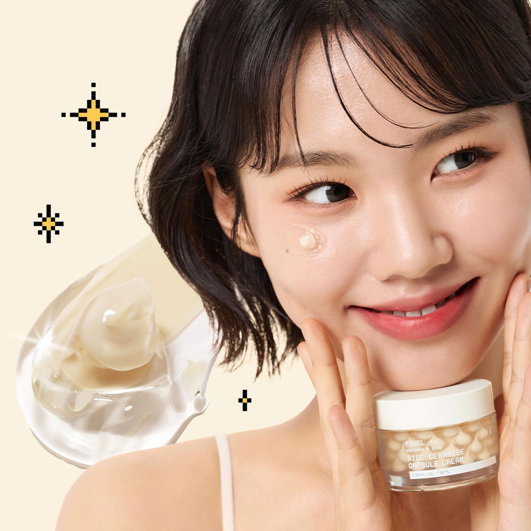 VT Rice Ceramide Capsule Cream 50ml gel cream texture on cheek
