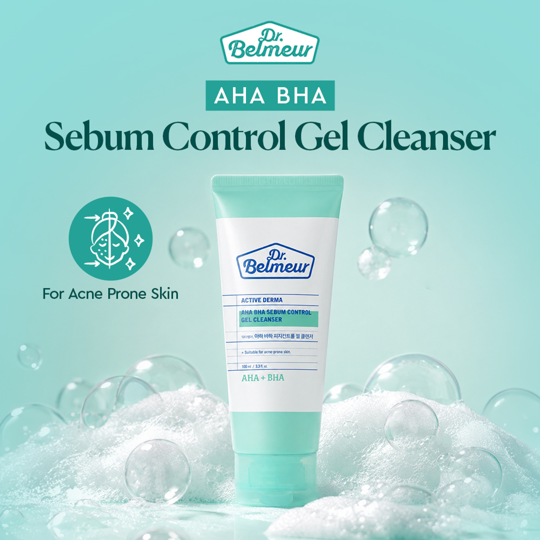 The Face Shop Dr. Belmeur AHA BHA Sebum Control Gel Cleanser 100ml with foam lather