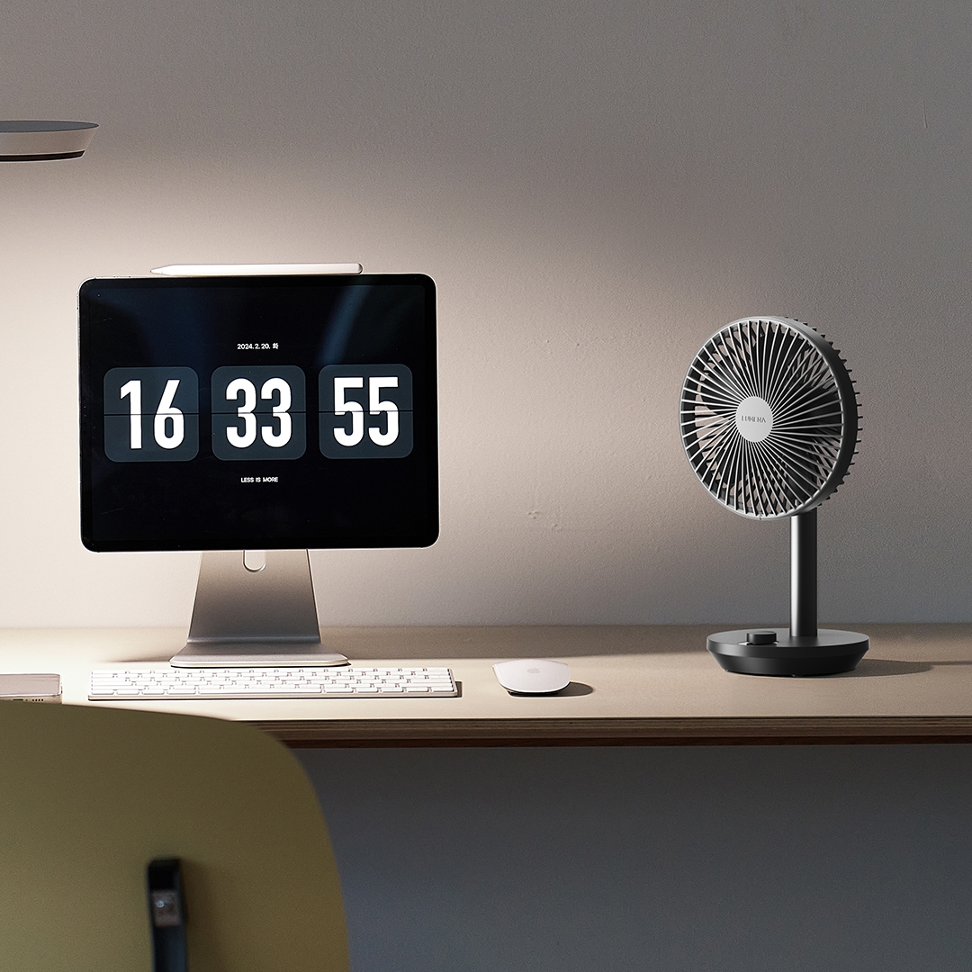 lumena FAN STAND 4 PRO Satin Ivory desk fan front view