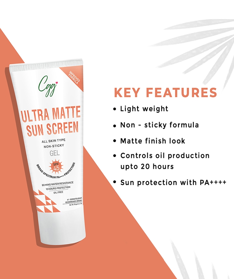 CGG Cosmetic Ultra Matte Sunscreen Gel SPF 45 Broad Spectrum PA+++ Protection-50gm – image 3 of 9