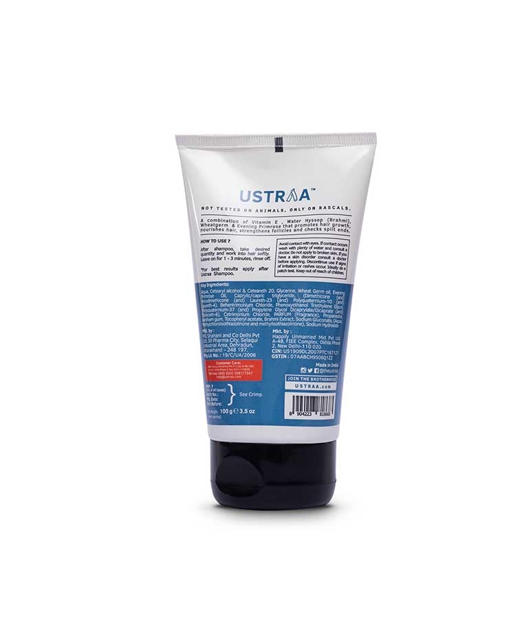 Ustraa Hair Conditioner Daily Use 100g back label how to use and ingredients