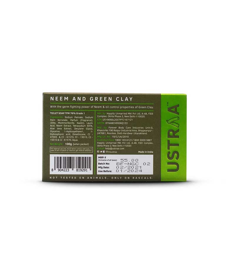Ustraa Soap Neem & Green Clay -100g (Pack of 8) – image 7 of 9
