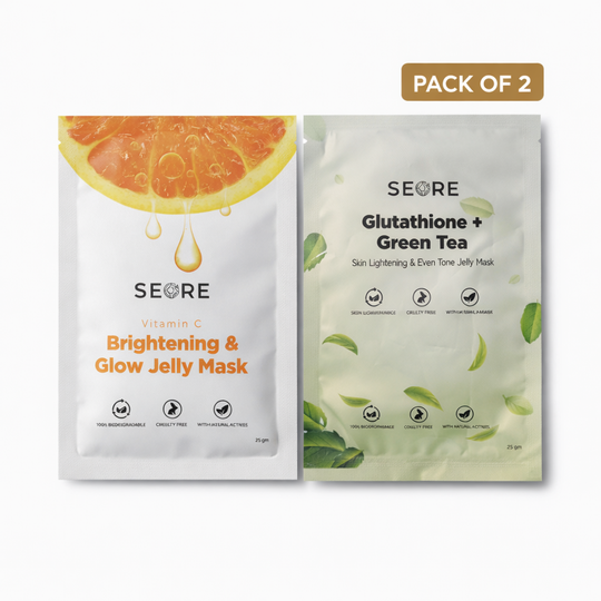 Vitamin C + Glutathione+ Green Tea Jelly Sheet Mask | Pack Of 2 | - maccaron