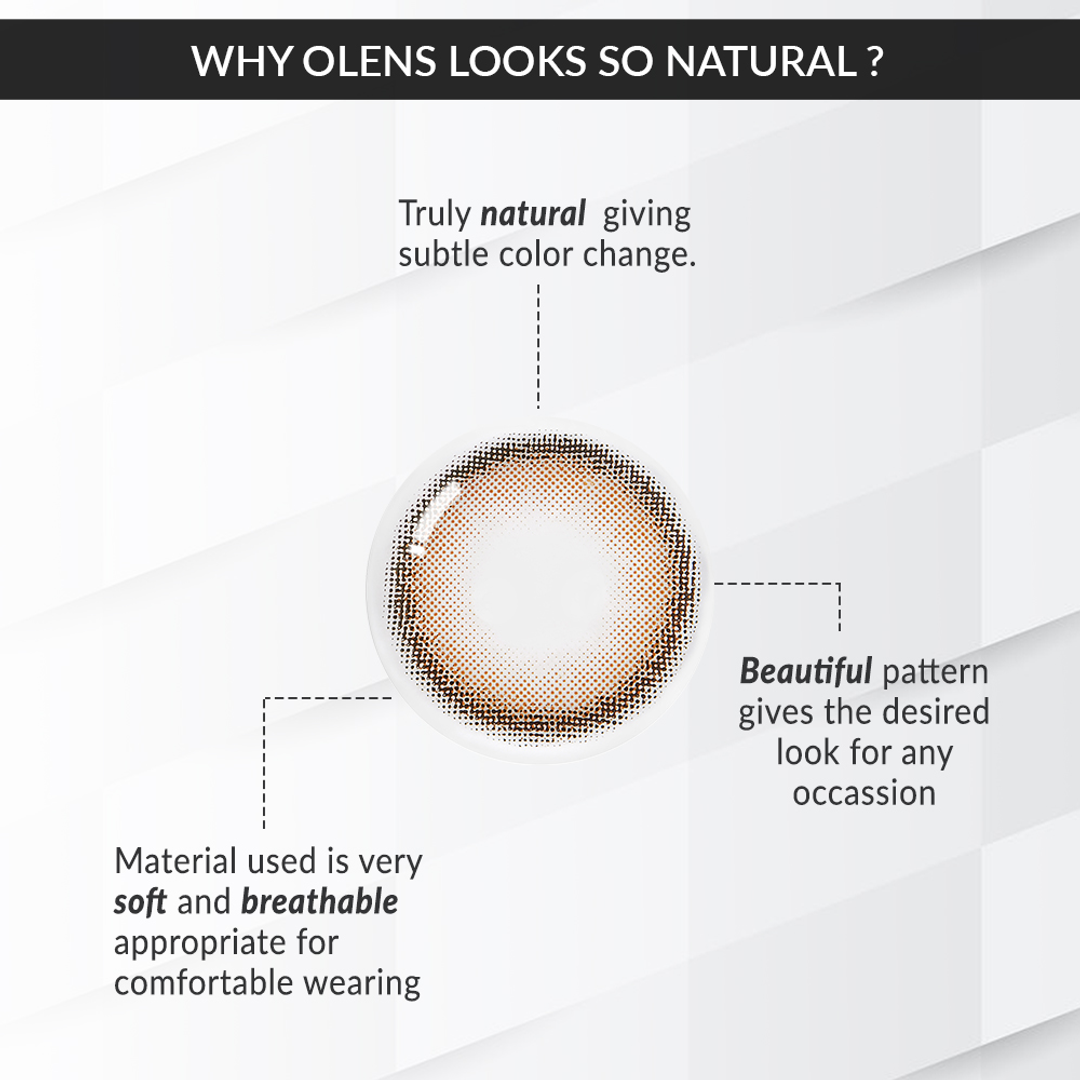 Olens Viviring Brown daily colour lens why it looks natural, soft breathable material, subtle pattern