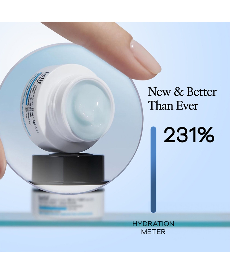 Belif The True Cream Aqua Bomb hydration meter 231% increase in skin hydration