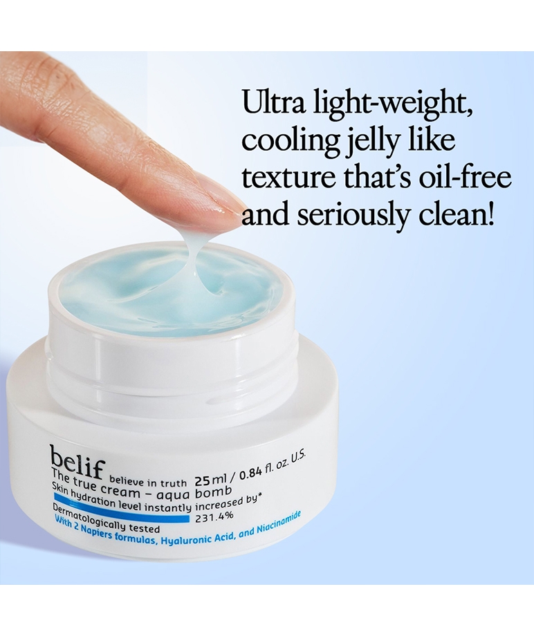 Belif The True Cream Aqua Bomb 25ml ultra lightweight oil-free jelly gel texture