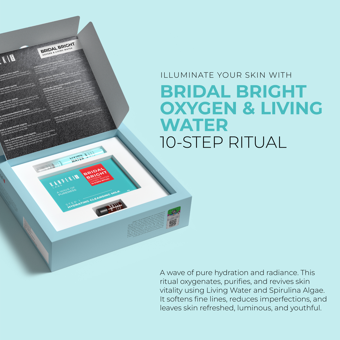 Kanpeki Bridal Bright 10 Step Oxygen Facial Kit with Living Water | Hydrating, Purifying, Radiance Ritual, Glow & Fine Line Care | Spiru – image 4 of 7
