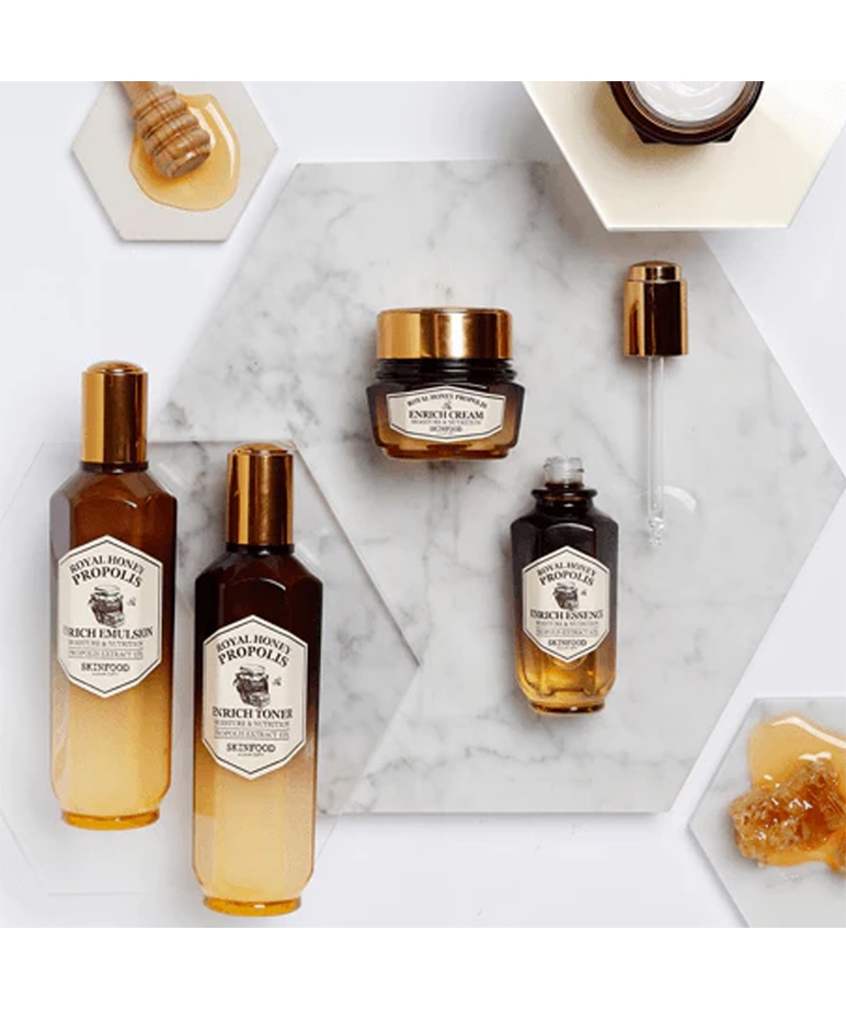 Skinfood Royal Honey Propolis Enrich line toner, emulsion, essence and cream