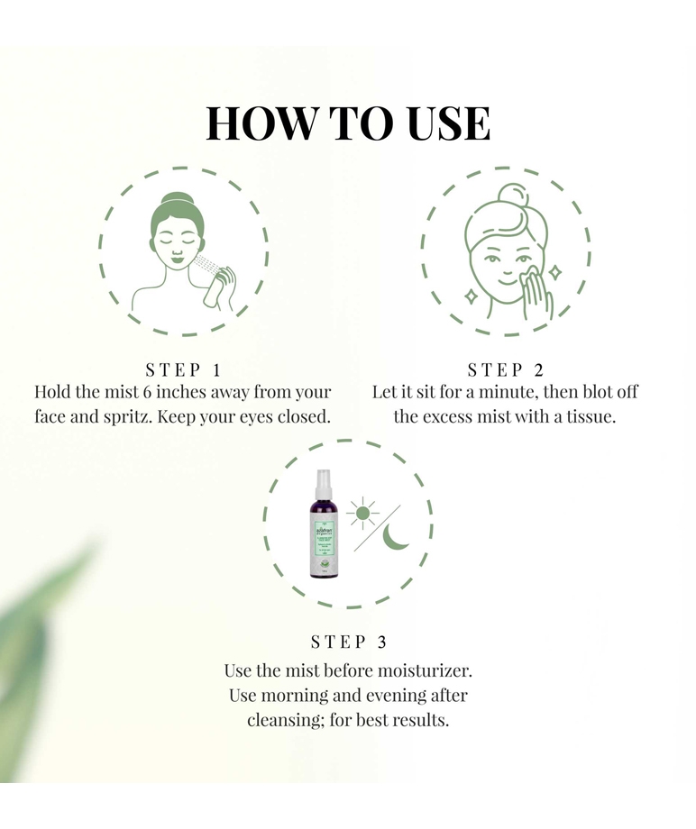 Azafran Illuminating Dewy Face Mist how to use 3 steps spritz, blot, before moisturizer
