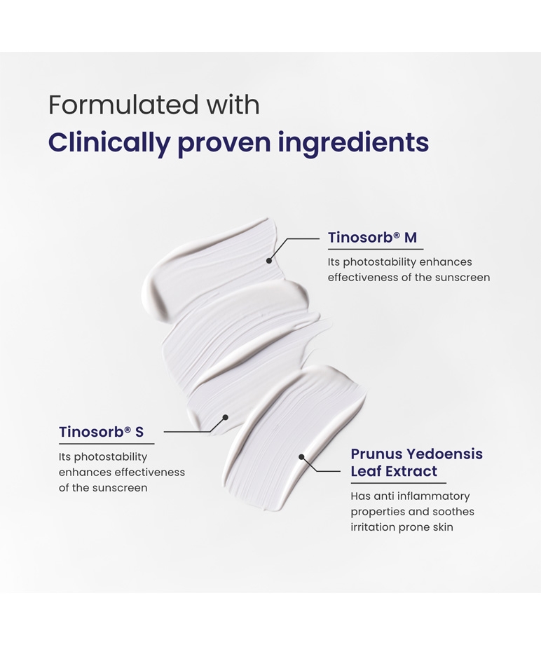 Re'equil O Free Sunscreen SPF 50 PA+++ key filters Tinosorb M, Tinosorb S, Prunus Yedoensis extract