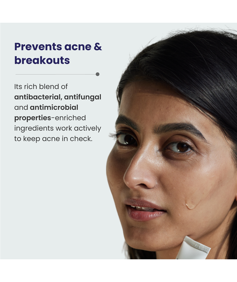 Re'equil Pitstop Gel applied on face to prevent acne and breakouts