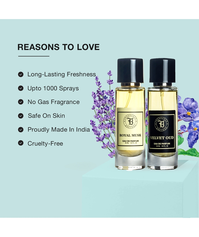Fragrance and Beyond Royal Musk and Velvet Oud Eau De Parfum (Perfume) Combo For men and women- 30ML Each | Long Lasting |Made In India – image 1 of 6
