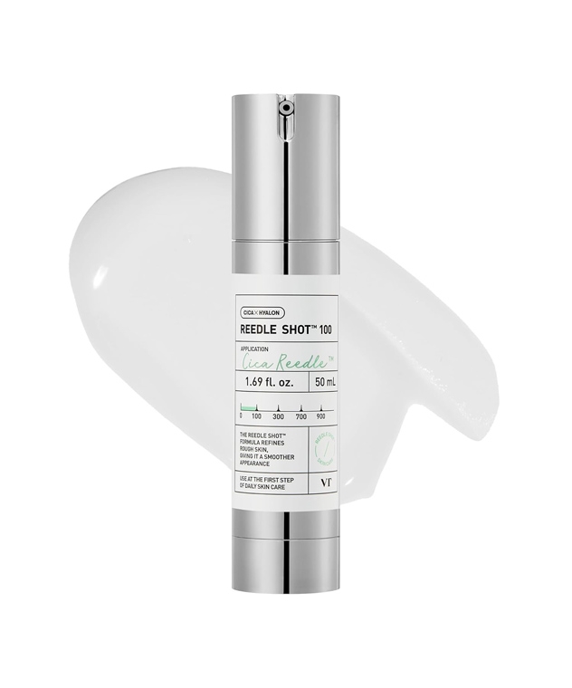 VT Reedle Shot 100 serum 50ml bottle front with gel texture swatch