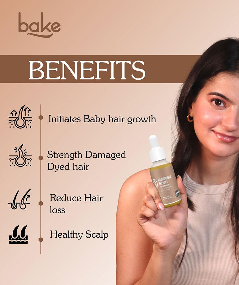 BAKE Hair Growth Therapy Hair Serum 50ml with Rosemary Oil, Biotin, Anagain benefits: baby hair growth, less hair loss