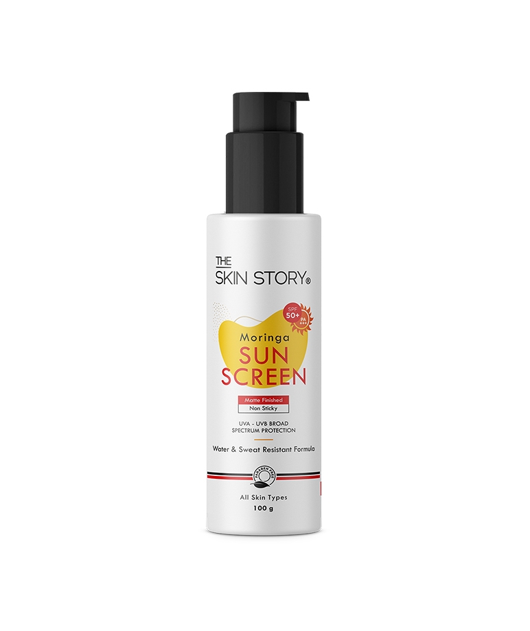 The Skin Story Moringa Sunscreen , UVA & UVB Broad Spectrum Protection, Non Sticky , SPF 50 +, 100 g