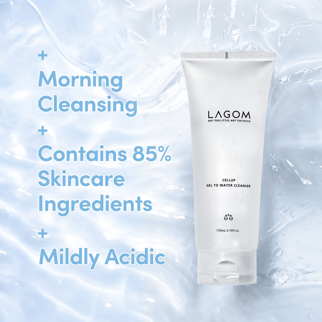 Lagom Cellup Gel to Water Cleanser 170ml morning cleansing, 85% skincare ingredients, mildly acidic