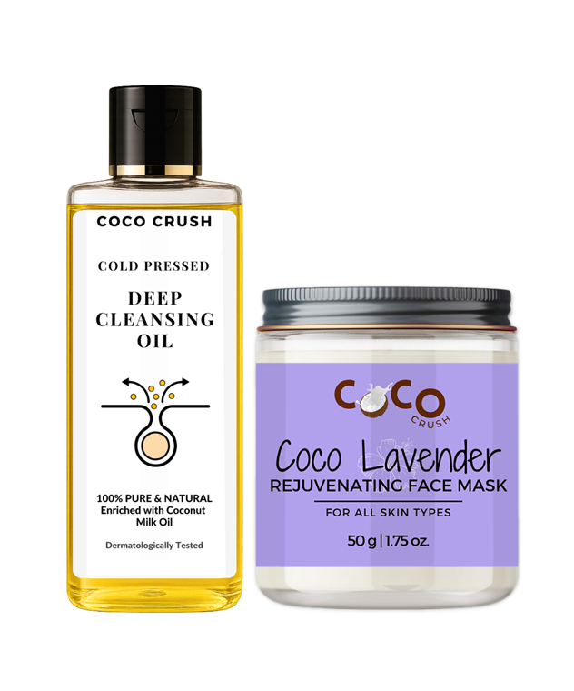 Natural Lavender Face Mask & Deep Cleaning Face Oil, Pack of 2