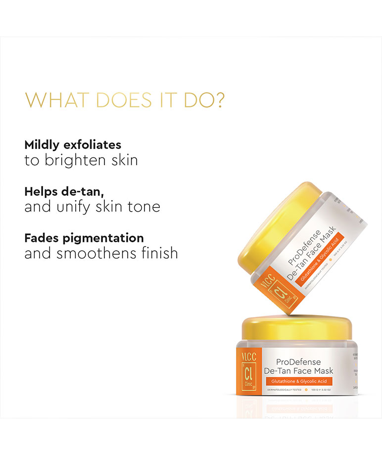 ProDefense De-Tan Face Mask | Oil Control, Brightening | Glutathione + Glycolic  Acid - 100 g
