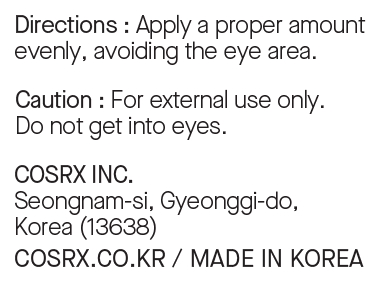 Cosrx Hydrium Triple Hyaluronic Moisture Ampoule directions and caution label